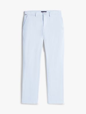 chino droit denton en satin bleu pour hommes tommy hilfiger