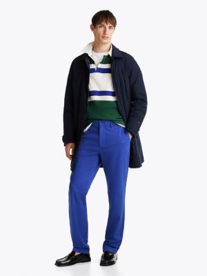 chino droit denton en satin blue pour hommes tommy hilfiger