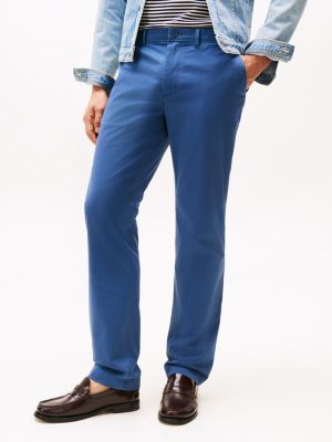 pantalón chino denton con pernera recta azul de hombres tommy hilfiger