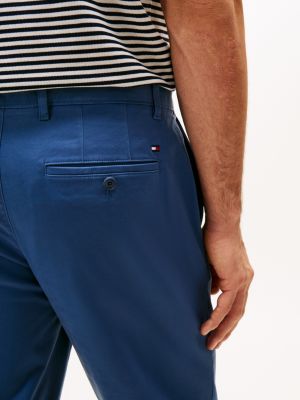 blue denton satin straight leg chinos for men tommy hilfiger