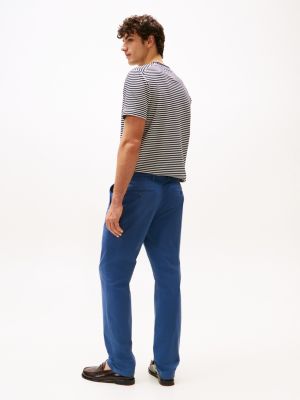 pantalón chino denton con pernera recta azul de hombres tommy hilfiger