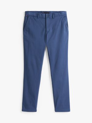 blue straight leg satin chinos for men tommy hilfiger