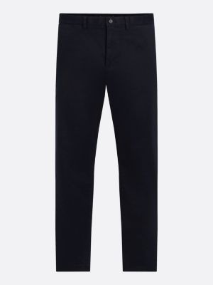 chino droit denton en satin bleu pour hommes tommy hilfiger