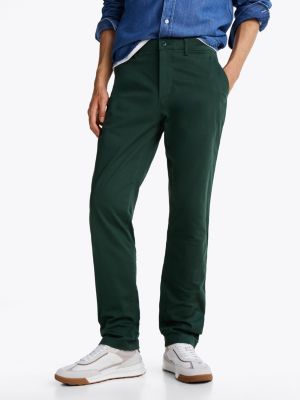 pantalón chino denton con pernera recta verde de hombres tommy hilfiger