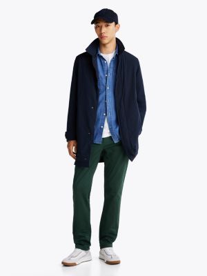 pantaloni chino denton dritti in raso green da uomini tommy hilfiger