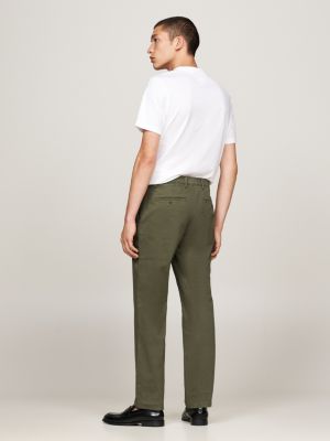 khaki denton satin straight leg chinos for men tommy hilfiger