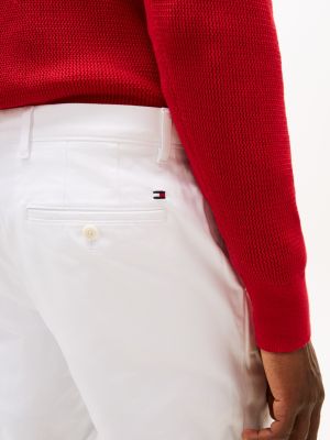 chino droit denton en satin blanc pour hommes tommy hilfiger