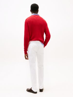 white denton satin straight leg chinos for men tommy hilfiger