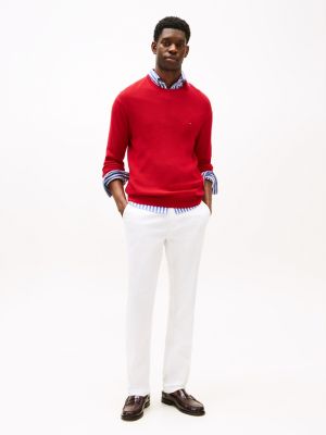 pantalón chino denton con pernera recta white de hombres tommy hilfiger