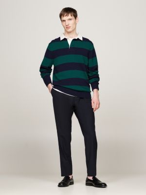 green pure wool relaxed rugby shirt for men tommy hilfiger