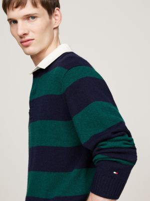 green pure wool relaxed rugby shirt for men tommy hilfiger