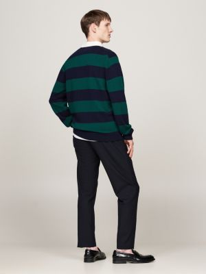 green pure wool relaxed rugby shirt for men tommy hilfiger