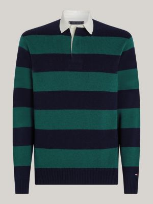 polo rugby relaxed fit in pura lana verde da uomini tommy hilfiger