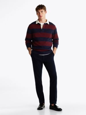 polo rugby relaxed fit in pura lana rosso da uomini tommy hilfiger