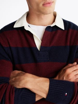 rot relaxed fit rugby-hemd aus reiner wolle für herren - tommy hilfiger