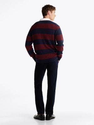 red pure wool relaxed rugby shirt for men tommy hilfiger