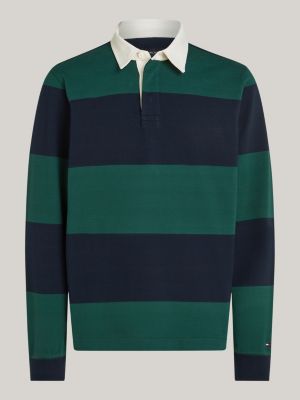 green embroidery regular rugby shirt for men tommy hilfiger