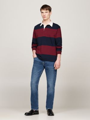 red embroidery regular rugby shirt for men tommy hilfiger