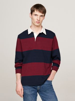 red embroidery regular rugby shirt for men tommy hilfiger