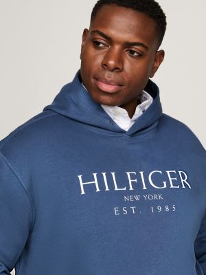 sweat à capuche plus à logo bleu pour hommes tommy hilfiger