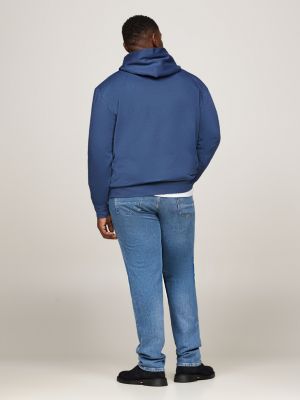 sweat à capuche plus à logo bleu pour hommes tommy hilfiger
