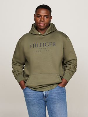 green plus hoodie met logo voor heren - tommy hilfiger