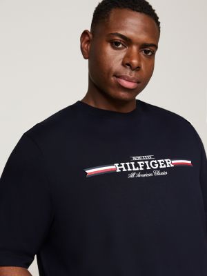 t-shirt plus con logo sul petto blu da uomini tommy hilfiger