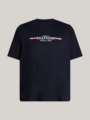 t-shirt plus con logo sul petto blu da uomini tommy hilfiger