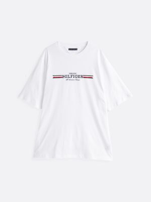 white plus chest logo t-shirt for men tommy hilfiger