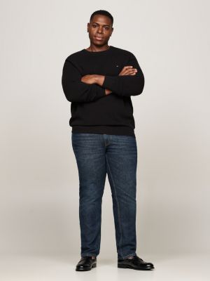 pull en maille de coton texturée plus noir pour hommes tommy hilfiger