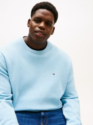 blue plus textured knit jumper for men tommy hilfiger