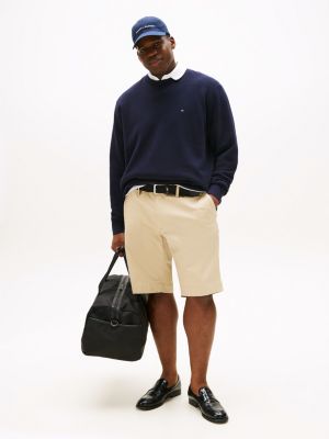 pull en maille de coton texturée plus bleu pour hommes tommy hilfiger