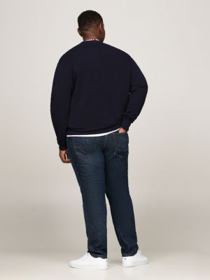 pull en maille de coton texturée plus bleu pour hommes tommy hilfiger