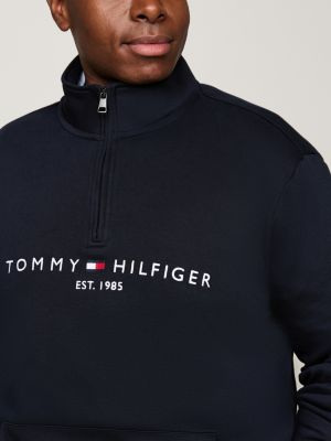 sudadera plus con cuello perkins azul de hombres tommy hilfiger