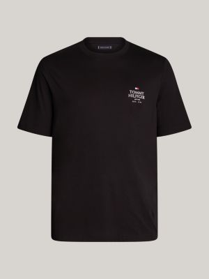 camiseta plus de cuello redondo con logo negro de hombres tommy hilfiger