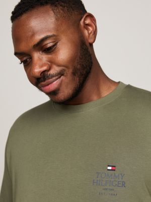 green plus logo crew neck t-shirt for men tommy hilfiger