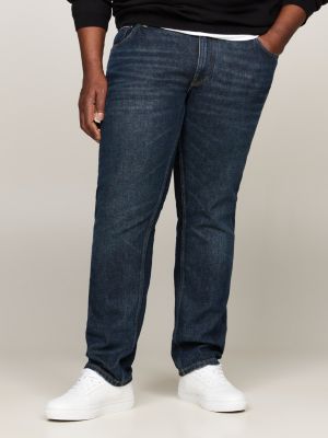 jeans denton plus straight fit sbiaditi blu da uomini tommy hilfiger