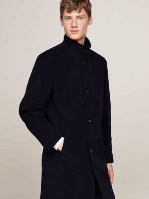 Manteau long Smart Casual en laine majoritaire Bleu Tommy Hilfiger