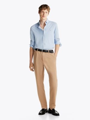 blau slim fit oxford-hemd aus piqué für herren - tommy hilfiger