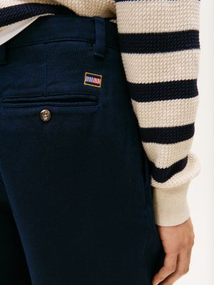 pantalon ample greenwich en sergé bleu pour hommes tommy hilfiger