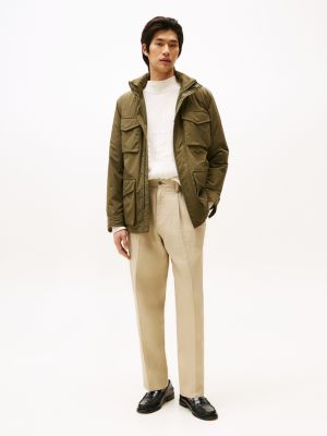 beige greenwich twill wide leg trousers for men tommy hilfiger