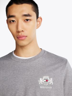 grey logo embroidery t-shirt for men tommy hilfiger