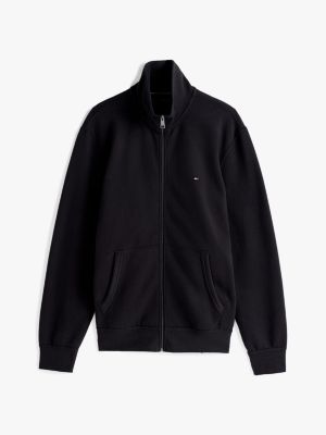 black funnel neck zip-thru sweatshirt for men tommy hilfiger