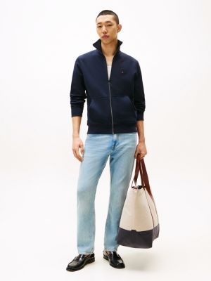 blue stand-up collar zip-thru sweatshirt for men tommy hilfiger