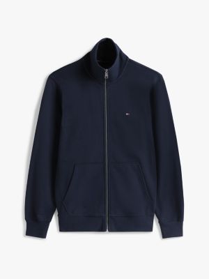 blue terry zip-thru sweatshirt for men tommy hilfiger