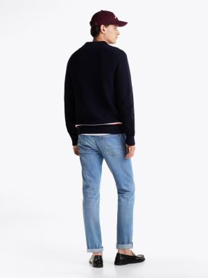 blue waffle knit sweatshirt for men tommy hilfiger