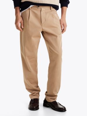 beige harlem garment dyed slim chinos for men tommy hilfiger