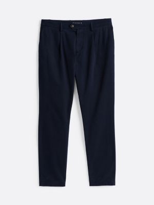 pantaloni chino harlem slim fit tinti in capo blu da uomini tommy hilfiger