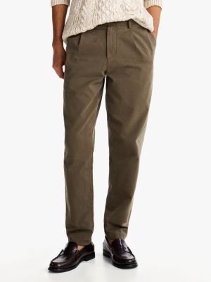 pantaloni chino harlem slim fit tinti in capo verde da uomini tommy hilfiger