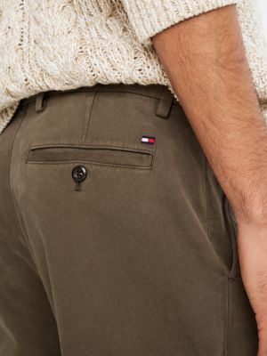 pantaloni chino harlem slim fit tinti in capo verde da uomini tommy hilfiger